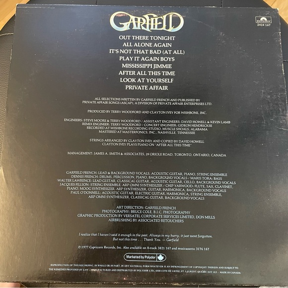 Garfield - Out There Tonight LP - Early Pressing Orange Label - Canada Import - Picture 2 of 7